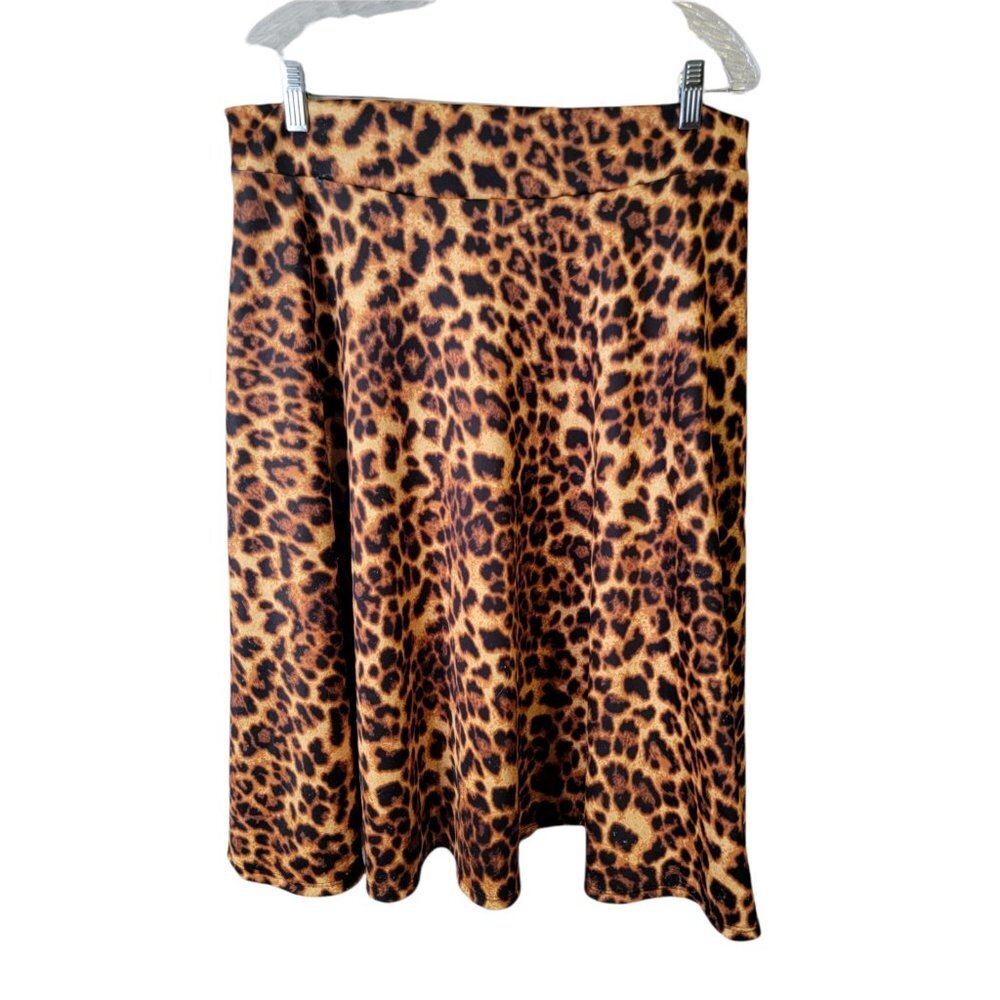 SSOULM Size 2X Women's Skirt High Waist Flare A-Line Animal Print